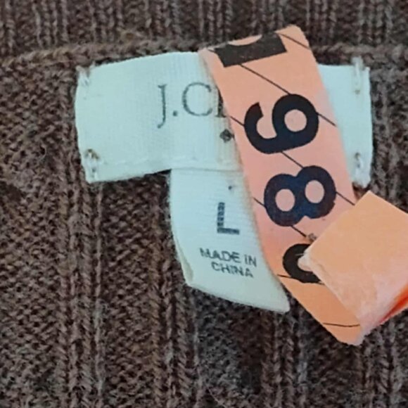 JCrew Brown V-neck cable knit wool cashmere blend pullover, size L - Picture 6 of 15